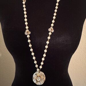 kate spade Ivory Pearl Bead Necklace with Floral Pendant